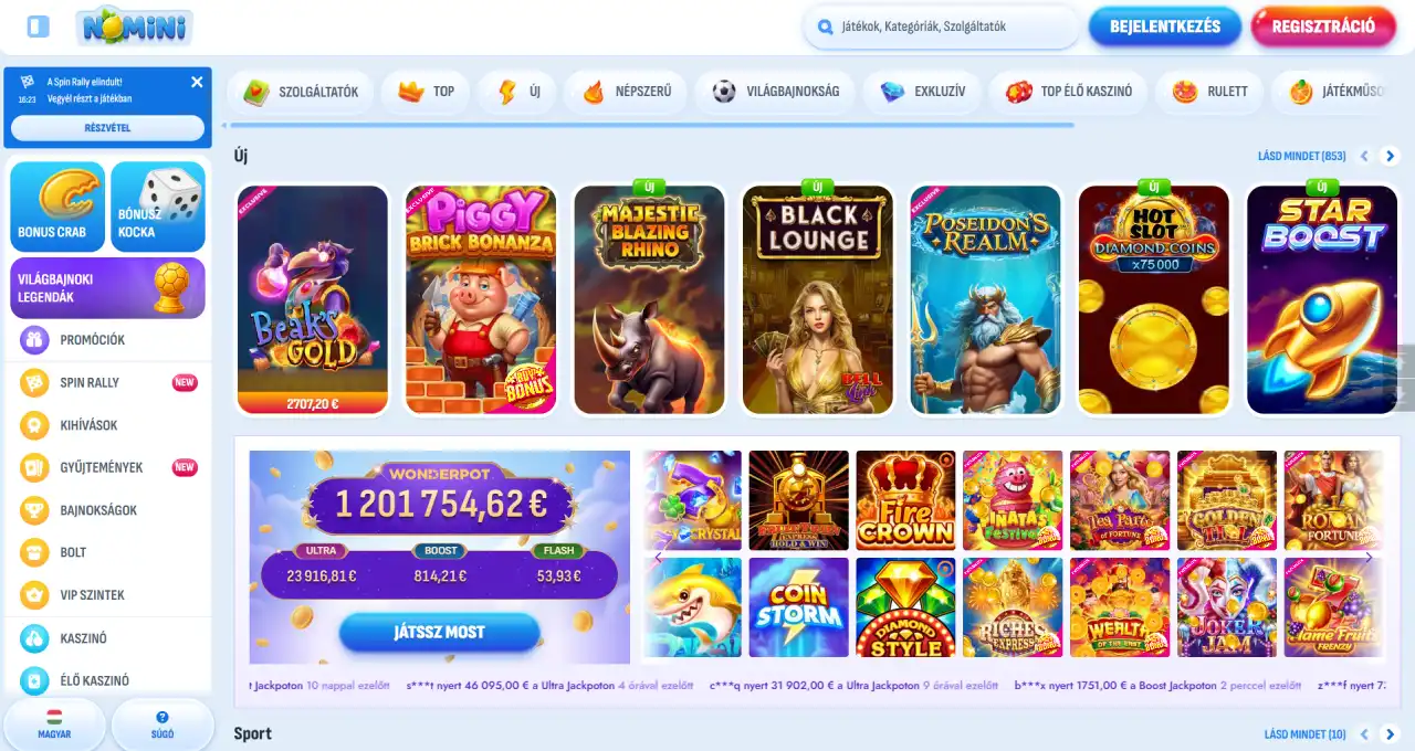 Játékok a Nomini Casino-nál
